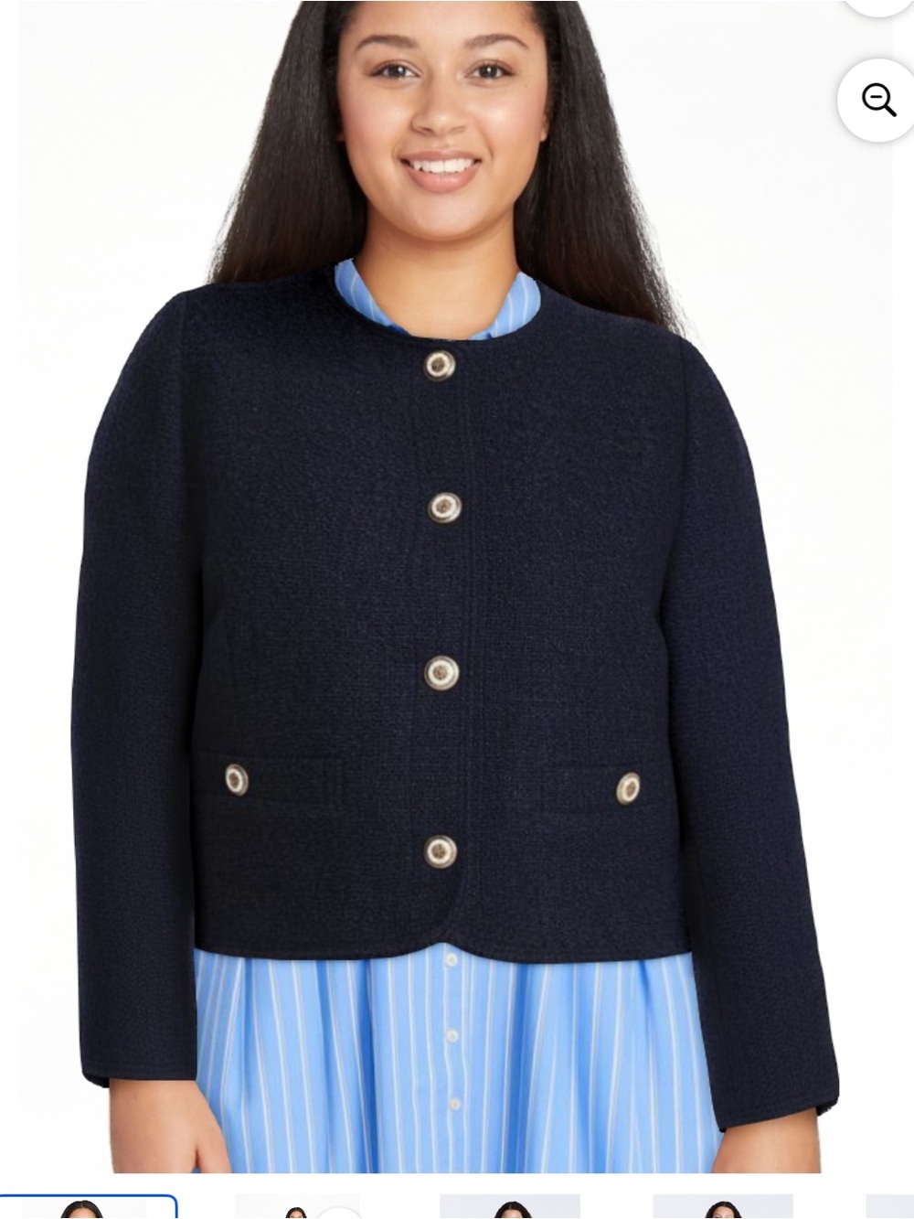 Free Assembly Classic Navy Button-Front Women's Jacket